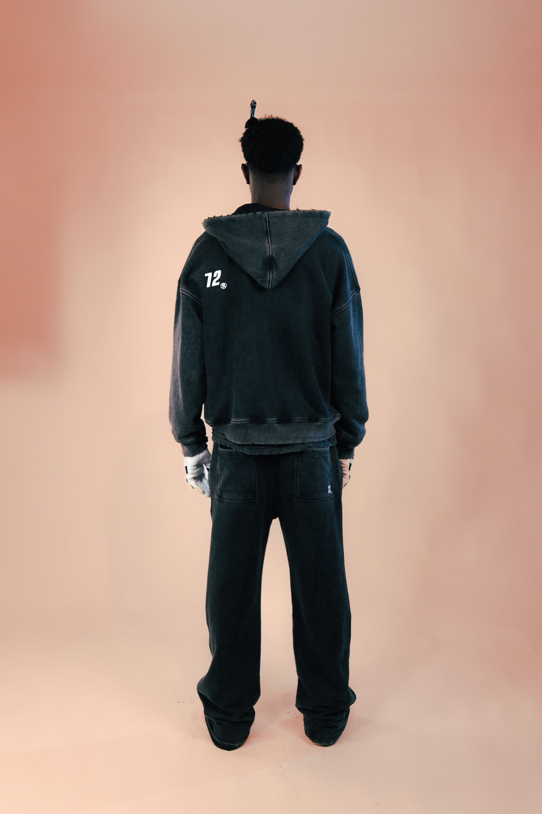 Zip Hoodie Washed Black