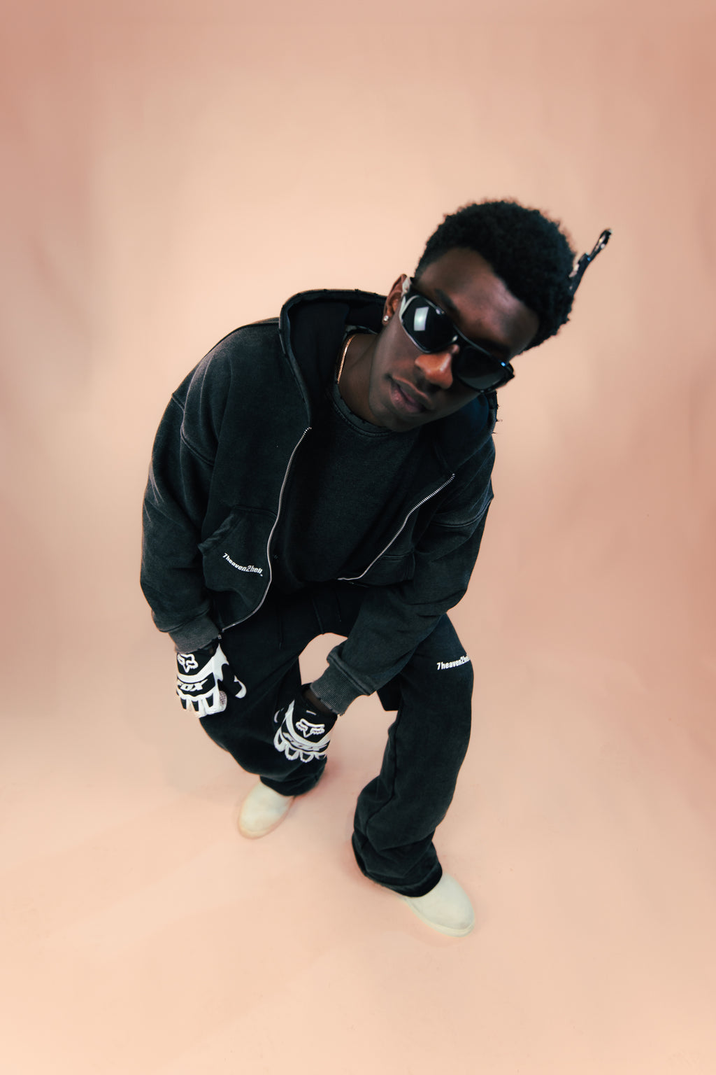 Zip Hoodie Washed Black