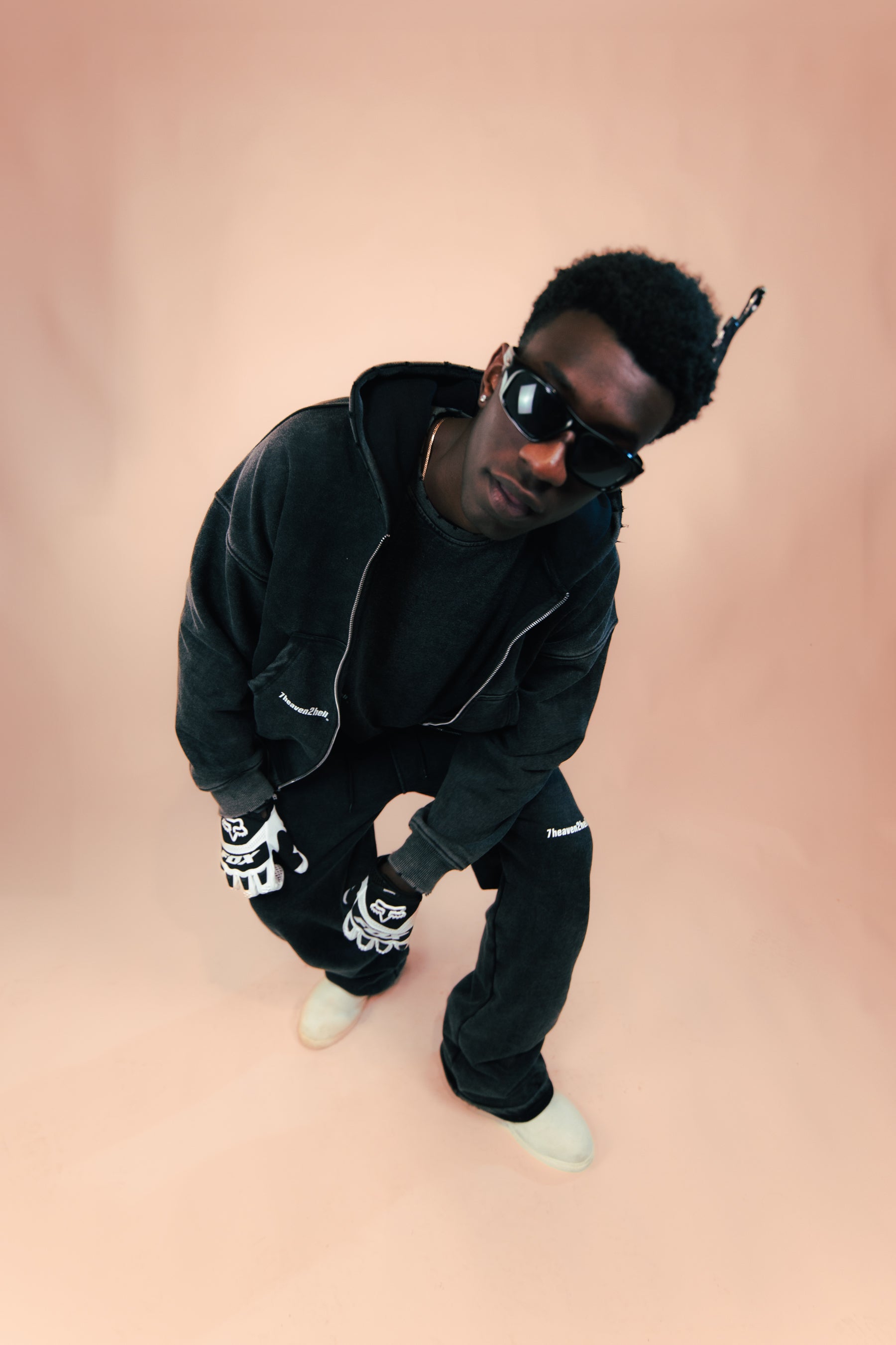 Zip Hoodie Washed Black