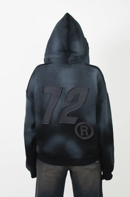 Zip Hoodie 72 Washed Black