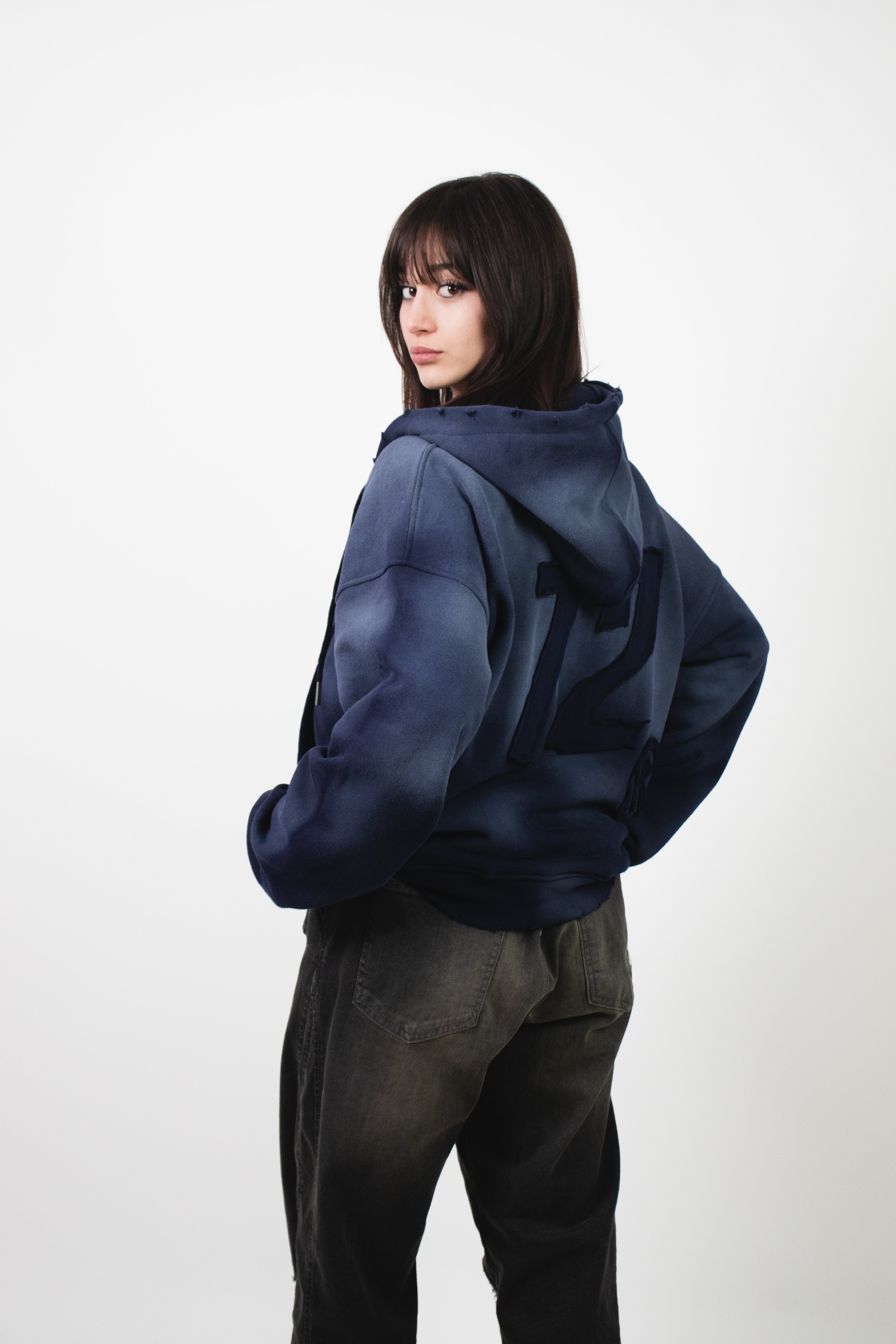 Zip Hoodie 72 Washed Blue