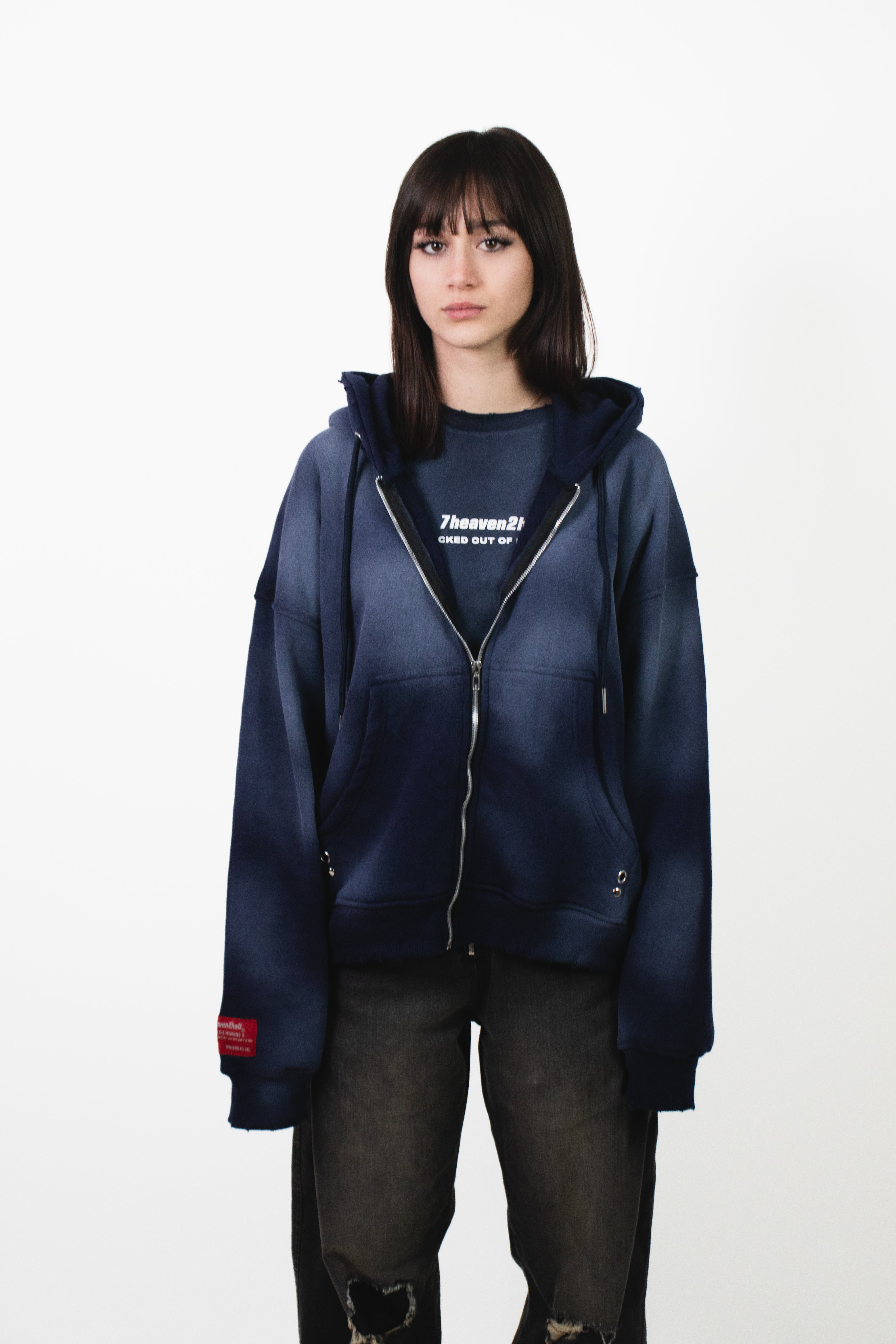 Zip Hoodie 72 Washed Blue
